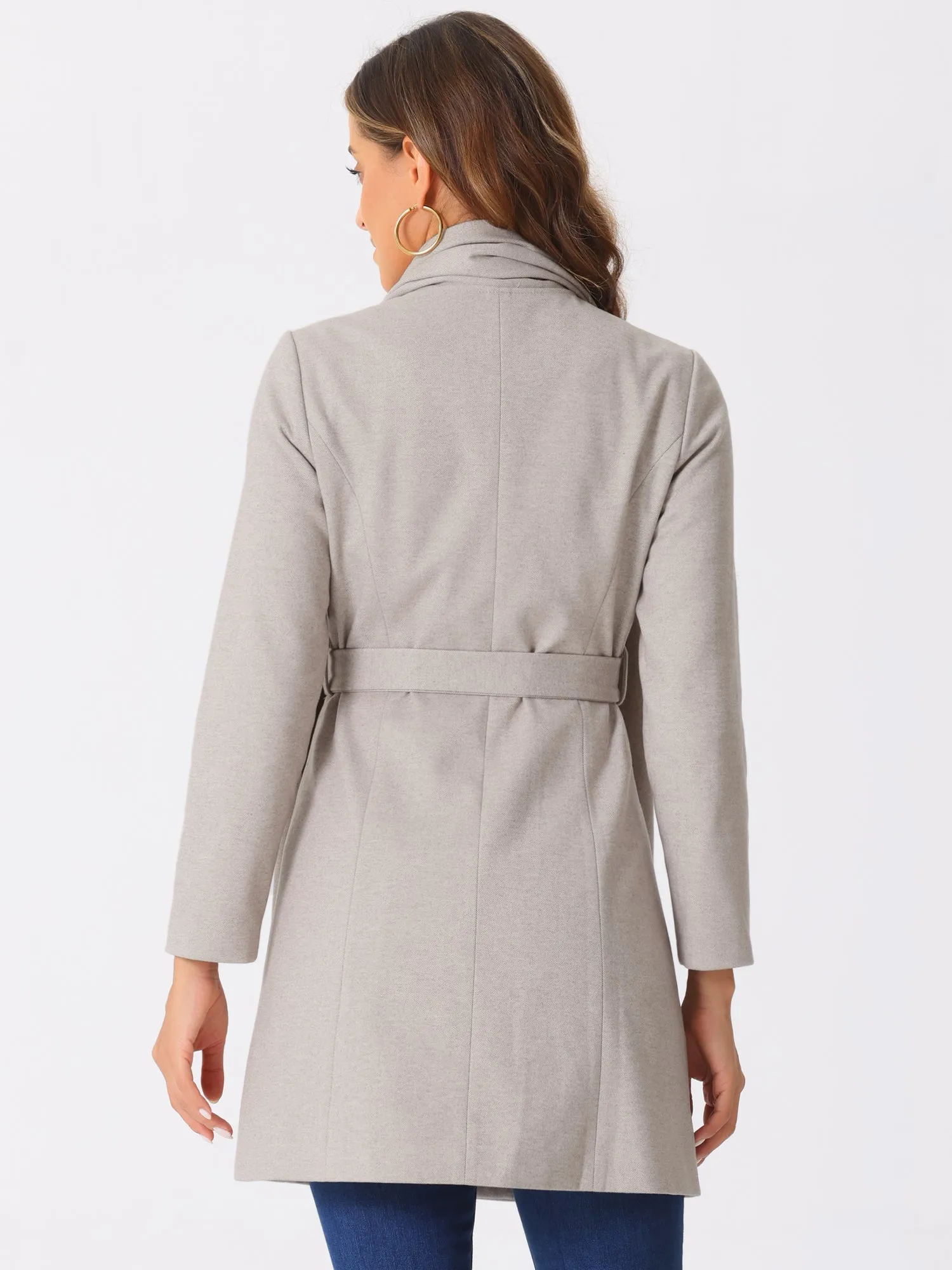 Round Neck Button Down Belted Casual Scarf Coat sold by Allegra K product image thumbnail 3