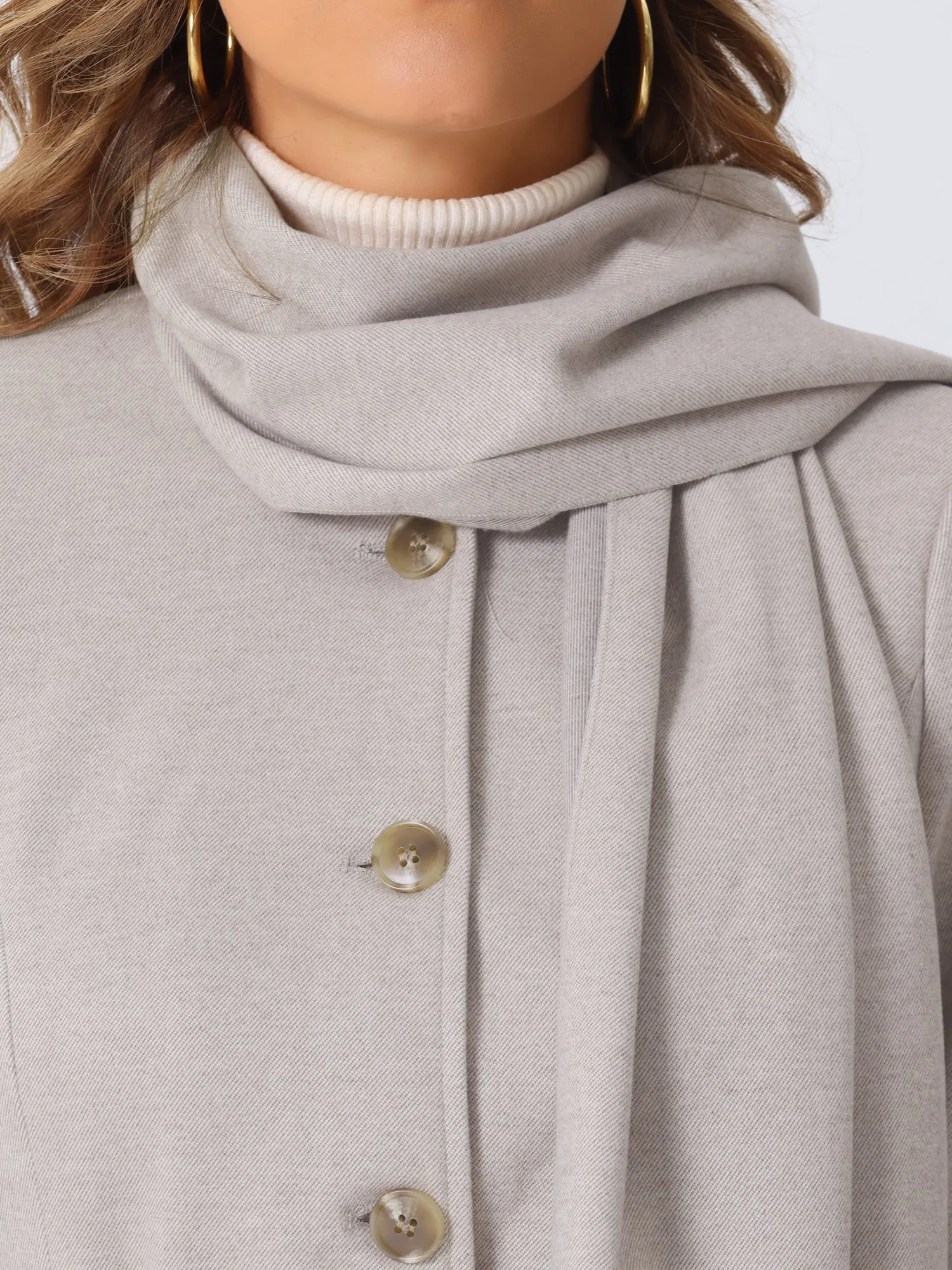 Round Neck Button Down Belted Casual Scarf Coat sold by Allegra K product image thumbnail 4