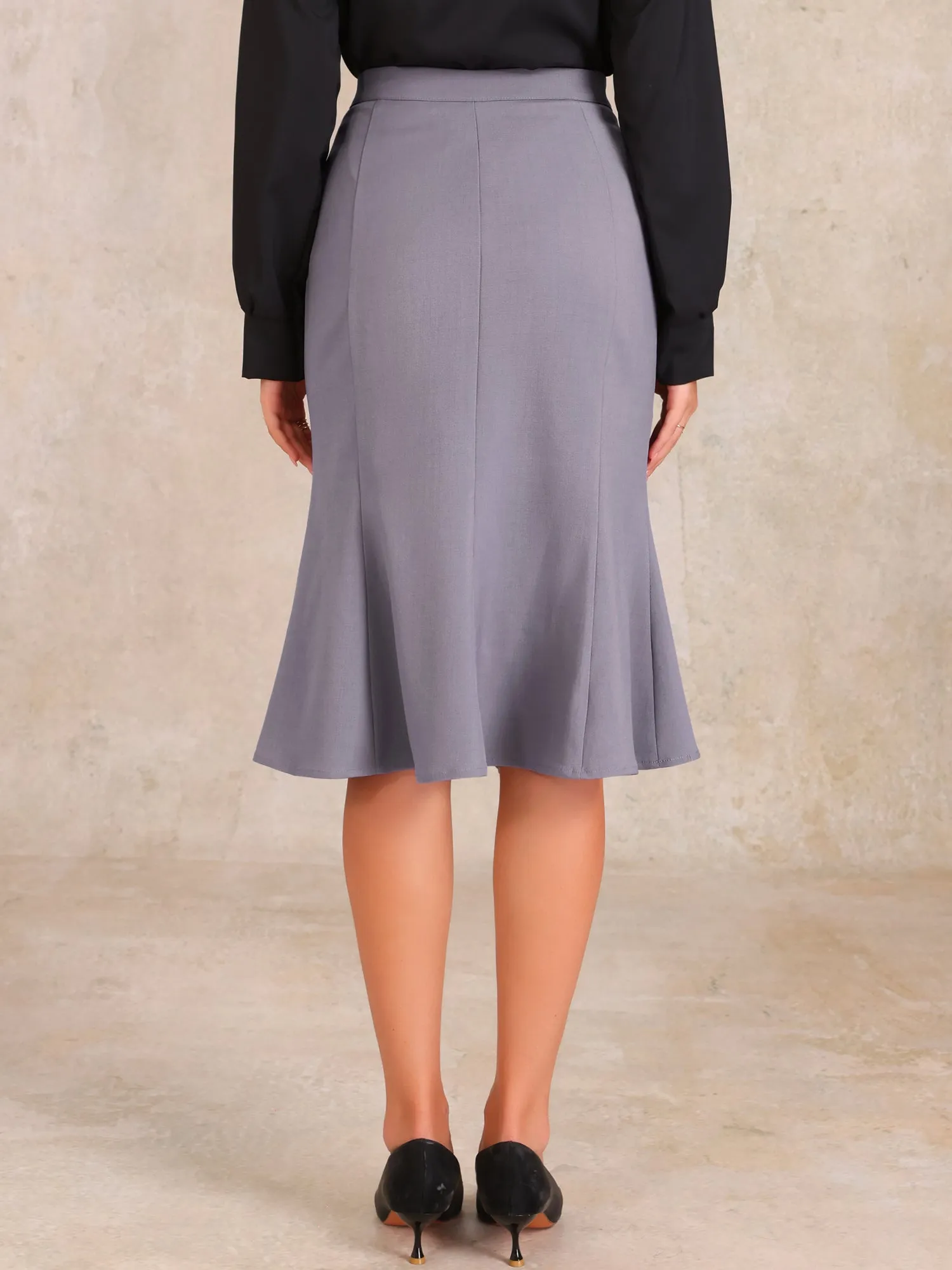 Ruffle Hem High Waist Business Pencil Midi Skirt sold by Allegra K product image thumbnail 3