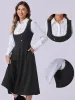 Lace Trim Button Decor Pockets Overalls Midi Pinafore Dress sold by Allegra K