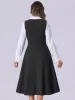 Lace Trim Button Decor Pockets Overalls Midi Pinafore Dress sold by Allegra K