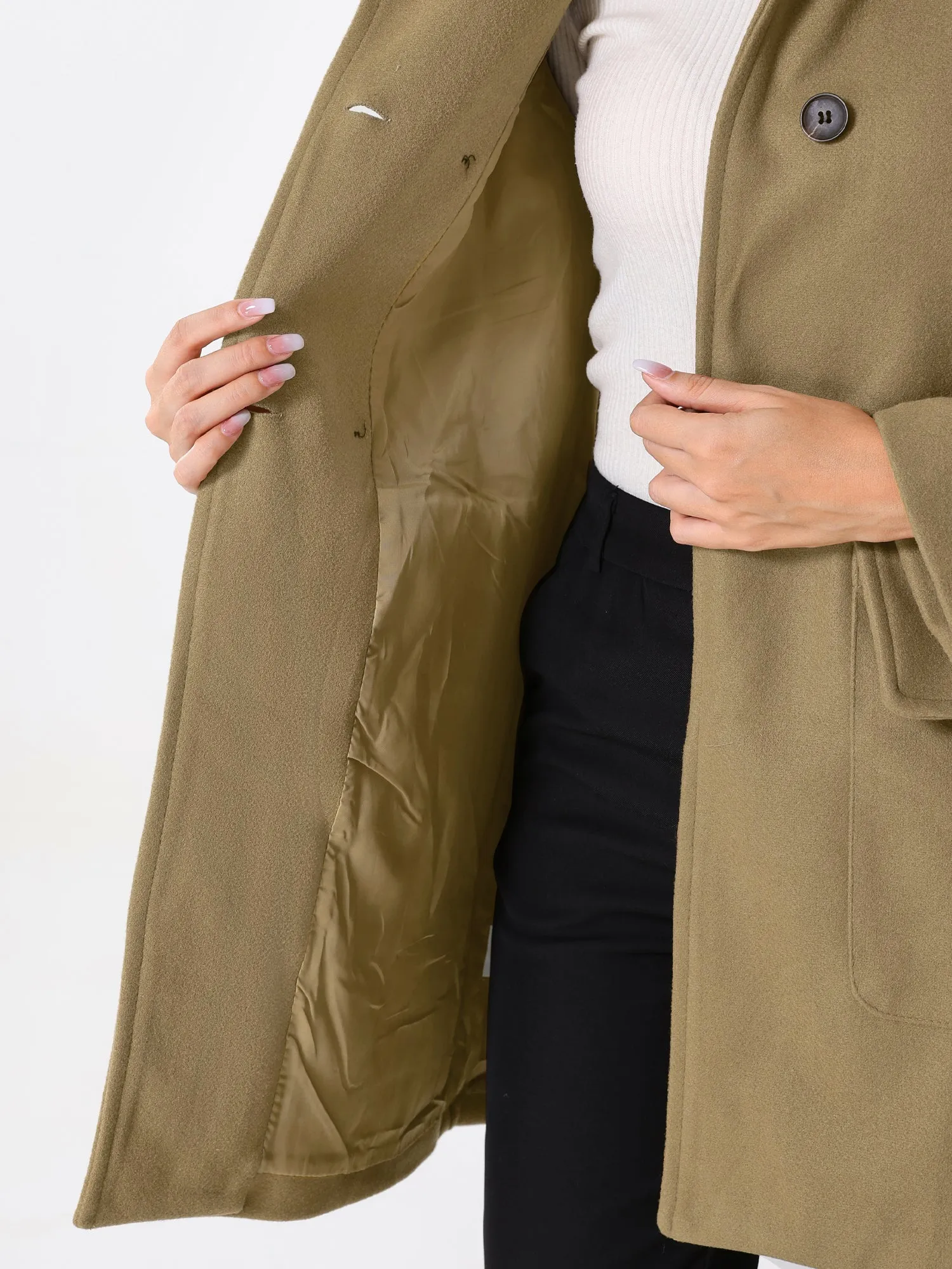 Long Sleeve Double Breasted Classic Winter Pea Coat sold by Allegra K product image thumbnail 4