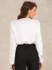 Satin V Neck Long Sleeve Leotard Bodysuit Tops sold by Allegra K