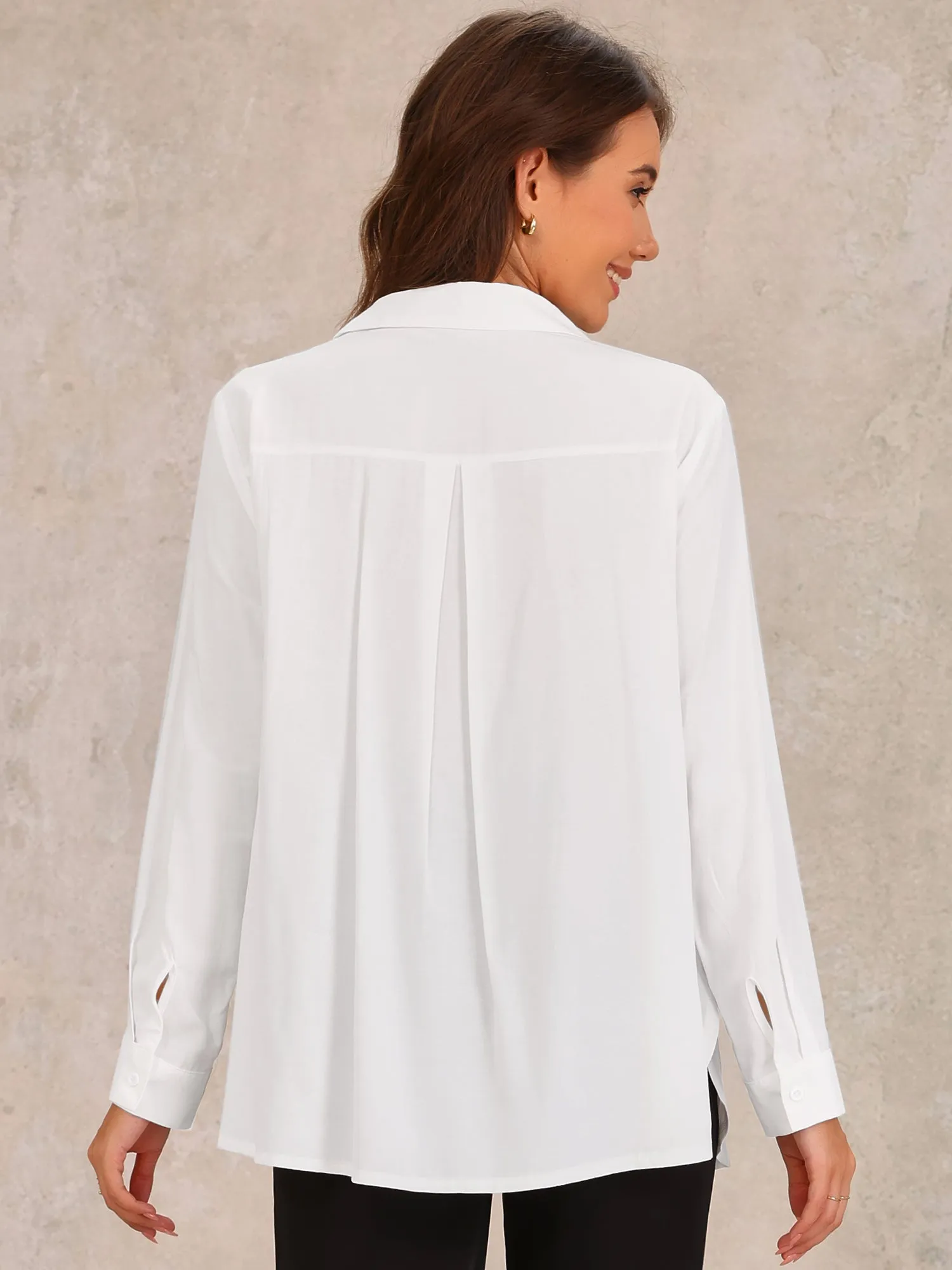 Button Down Collared Side Slit Long Sleeve Blouse sold by Allegra K product image thumbnail 2