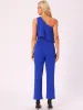 Sleeveless One Shoulder Ruffled Solid Color Jumpsuit sold by Allegra K