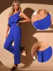 Sleeveless One Shoulder Ruffled Solid Color Jumpsuit sold by Allegra K