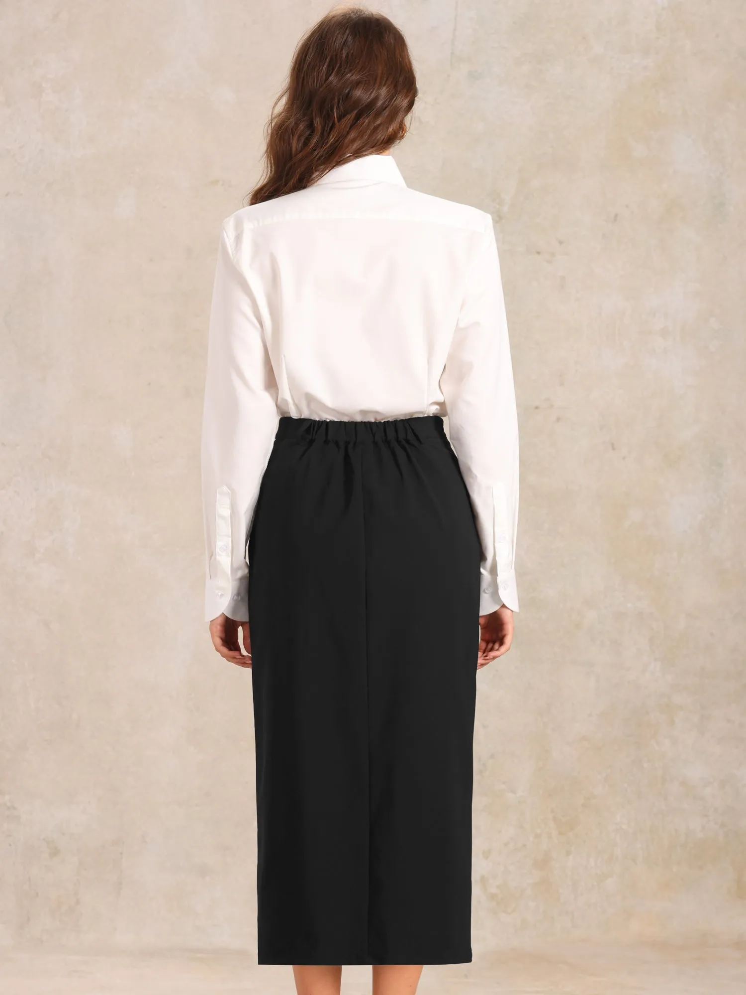 High Waist Work Office Slit Midi Pencil Skirt sold by Allegra K product image thumbnail 3