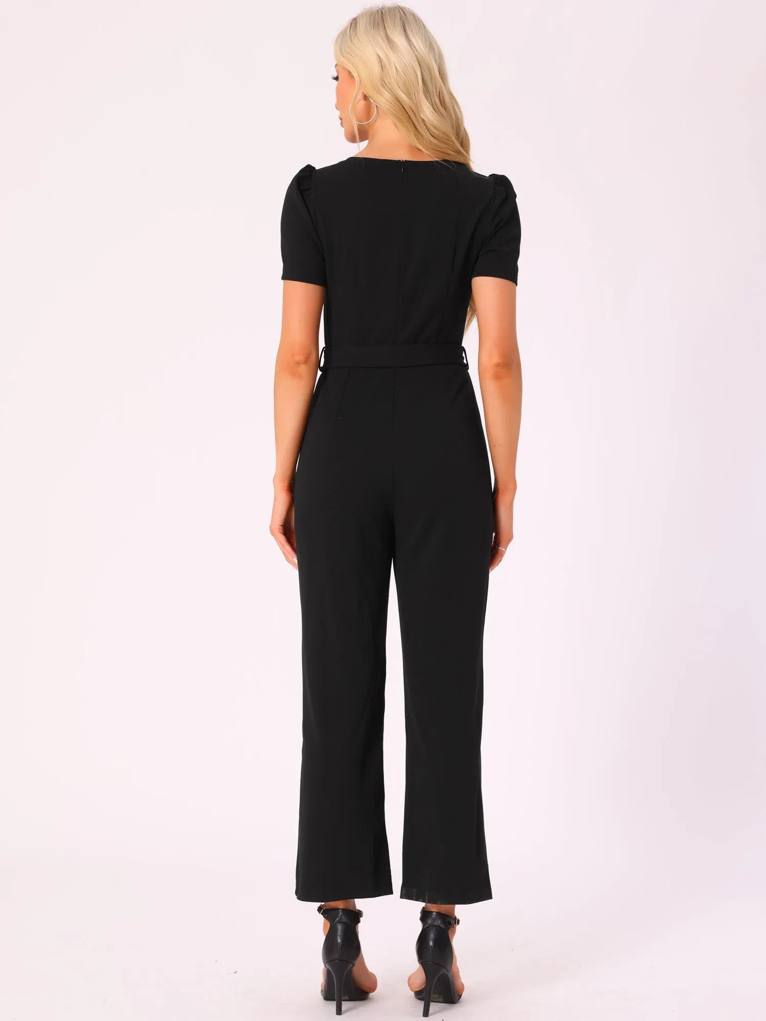 Square Neck Puff Short Sleeve Loose Wide Leg Jumpsuit sold by Allegra K product image thumbnail 2