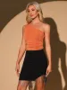 Sleeveless One Shoulder Ruched Cropped Tank Top sold by Allegra K