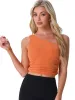 Sleeveless One Shoulder Ruched Cropped Tank Top sold by Allegra K