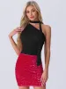 One Shoulder Sleeveless Ruched Y2K Crop Tank Top sold by Allegra K