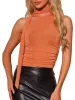 One Shoulder Sleeveless Ruched Y2K Crop Tank Top sold by Allegra K