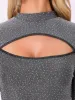 Glitter Sparkle Mock Neck Cut Out Long Sleeve Party Tops sold by Allegra K