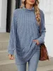 Solid Color Mock Neck Long Sleeve Tunic Blouse sold by Allegra K