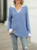 Colorblock Lapel Collar Long Sleeve Loose Blouse Top sold by Allegra K