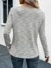 V Neck Button Decor Long Sleeves Textured Blouse sold by Allegra K