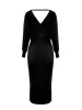 Lace-Up Long Sleeves Backless Slit Midi Sweater Dress sold by Allegra K