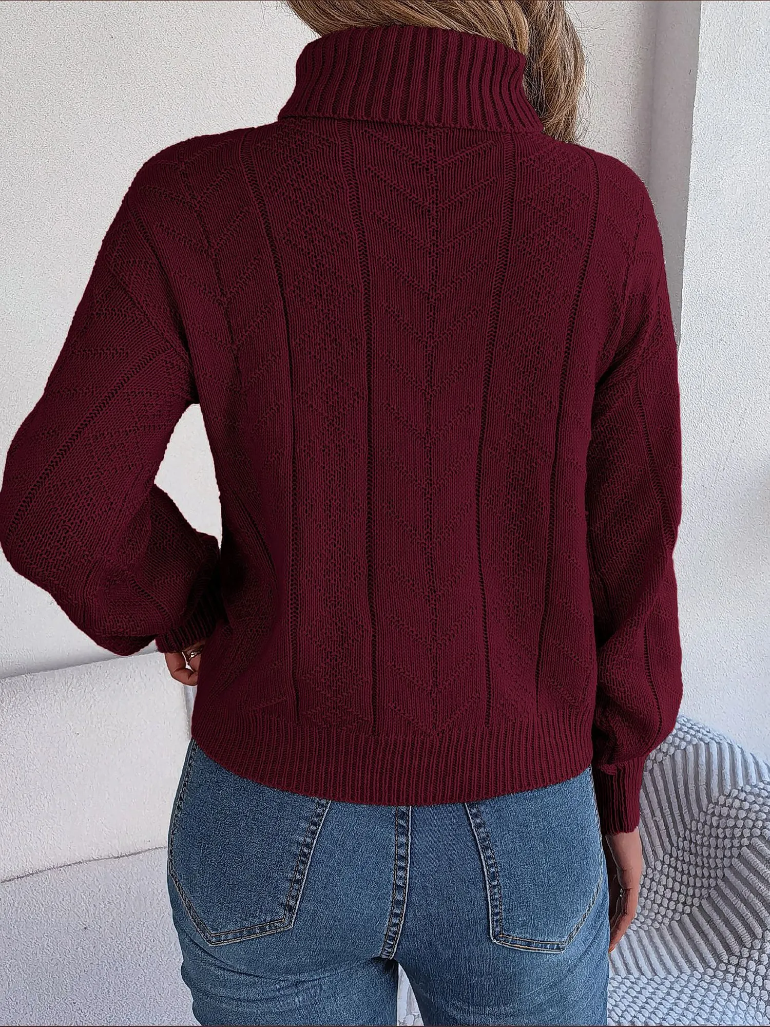 Turtle Neck Twist Knit Long Sleeve Pullover Sweater sold by Allegra K product image thumbnail 2