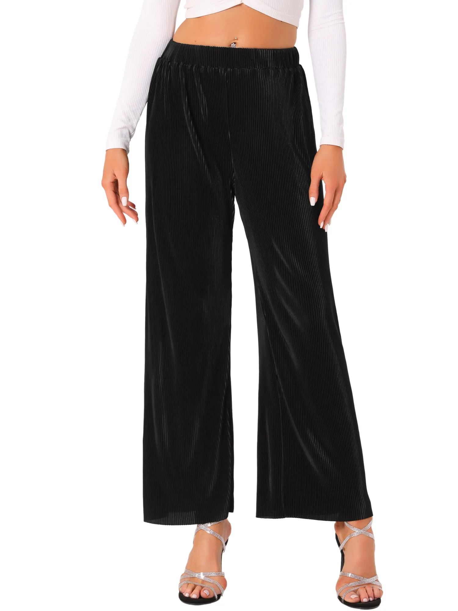 Corduroy High Elastic Waist Wide Leg Trousers Pants sold by Allegra K product image thumbnail 5