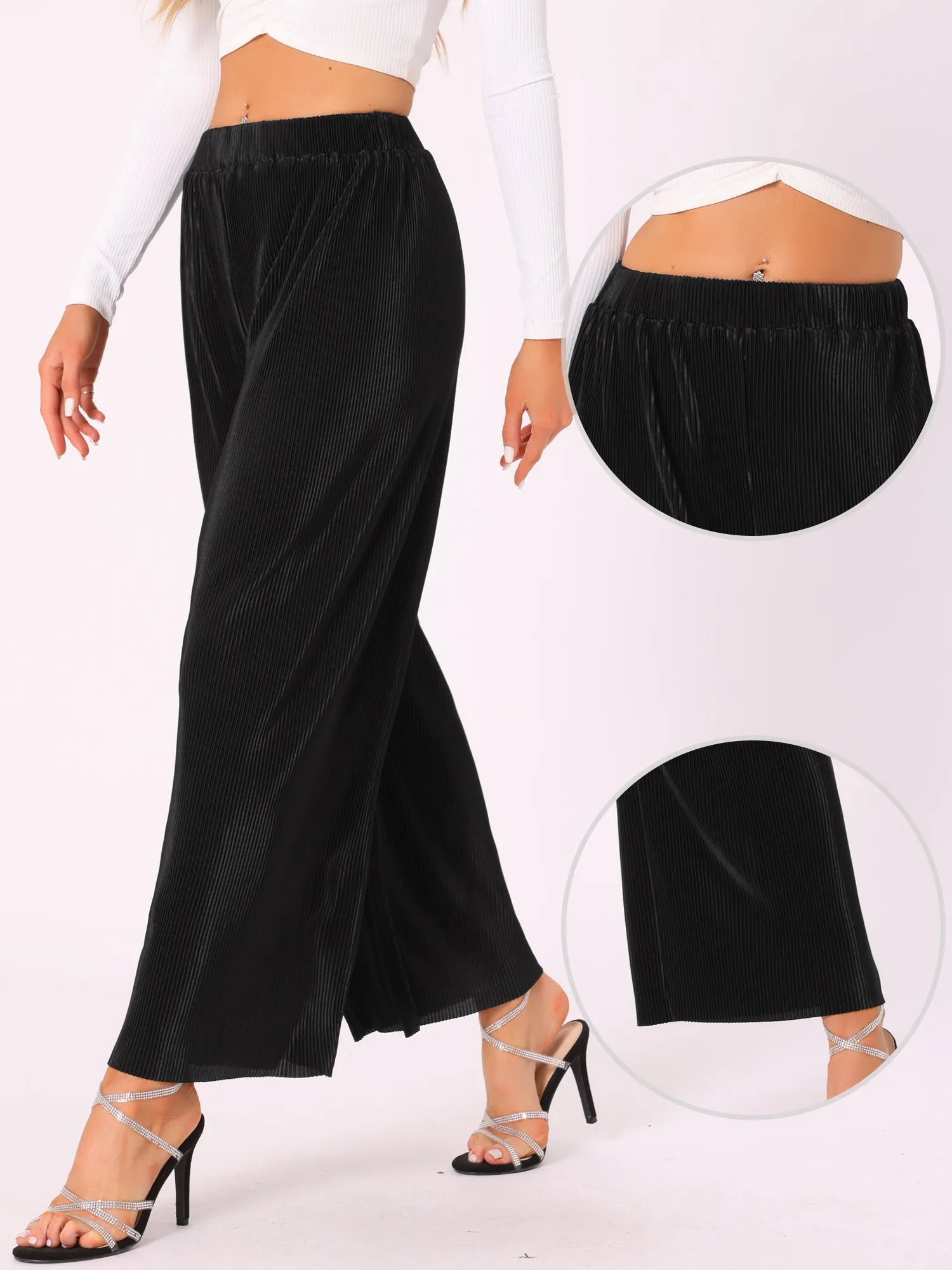 Corduroy High Elastic Waist Wide Leg Trousers Pants sold by Allegra K product image thumbnail 3
