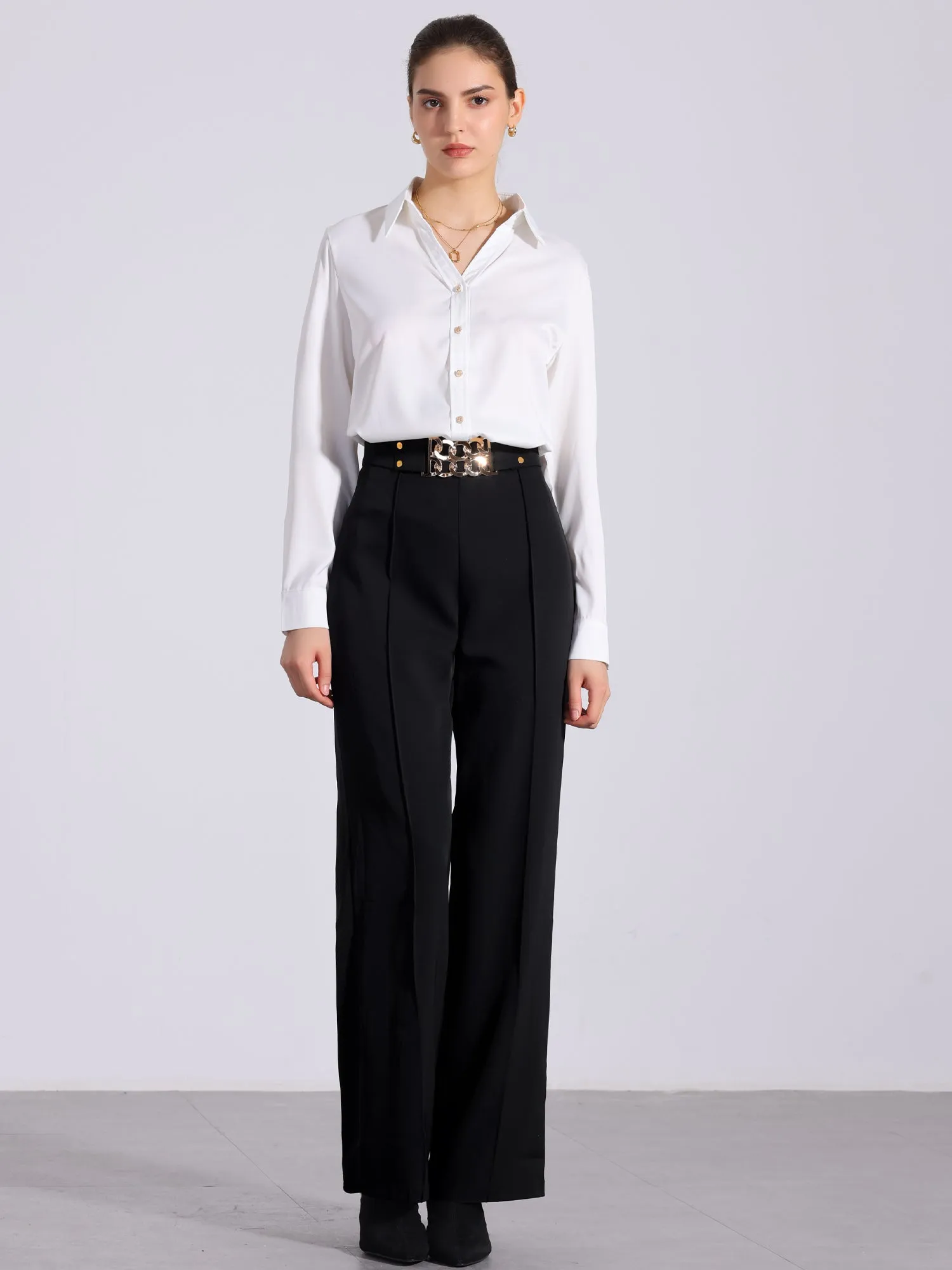 Straight Leg High Waisted Office Business Slacks Pants sold by Allegra K product image thumbnail 2