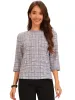 Tweed Plaid 3/4 Sleeves Button Decor Blouse sold by Allegra K