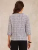 Tweed Plaid 3/4 Sleeves Button Decor Blouse sold by Allegra K