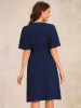 Short Sleeves Crew Neck Belted A-Line Midi Dress sold by Allegra K