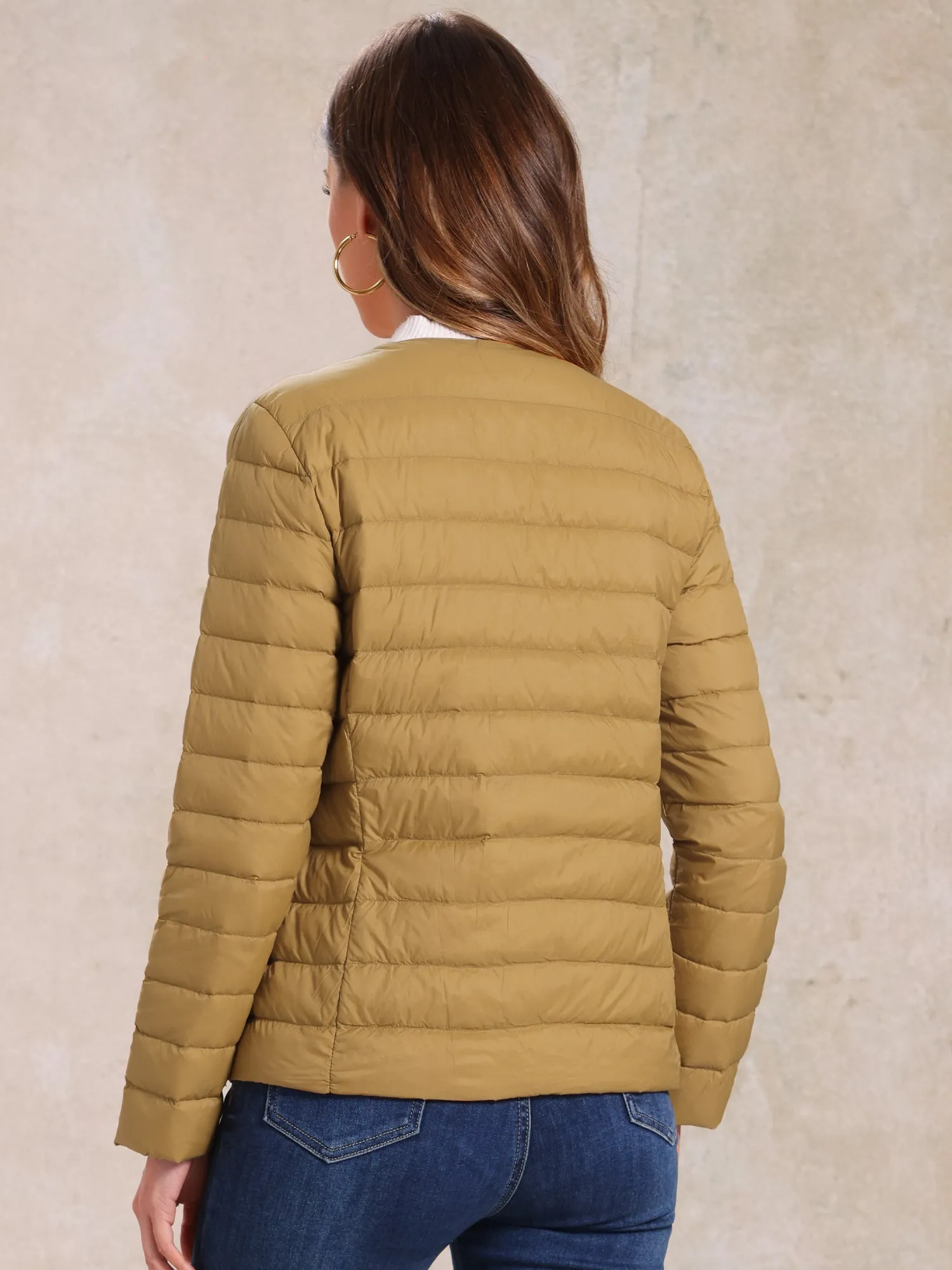 Lightweight Button Down Packable Long Sleeve Puffer Jacket sold by Allegra K product image thumbnail 3