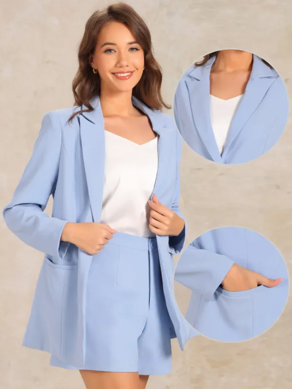 2 Pieces Long Sleeves Notched Lapel Blazer & Shorts Suit Sets sold by Allegra K