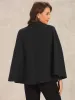 Double Breasted Notched Lapel Collar Office Cloak Cape Blazer sold by Allegra K
