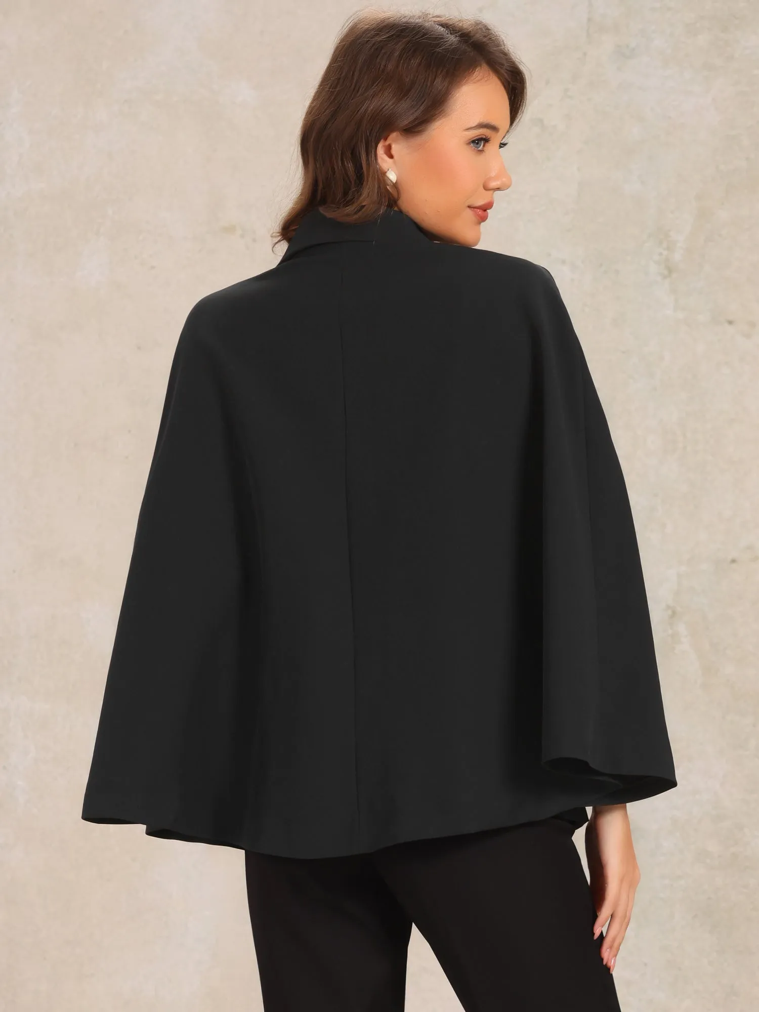 Double Breasted Notched Lapel Collar Office Cloak Cape Blazer sold by Allegra K product image thumbnail 2