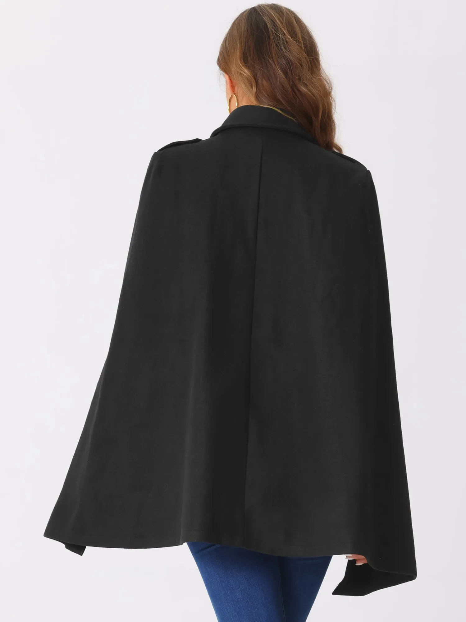 Cape Long Sleeve Double Breasted Cloak Coat sold by Allegra K product image thumbnail 3