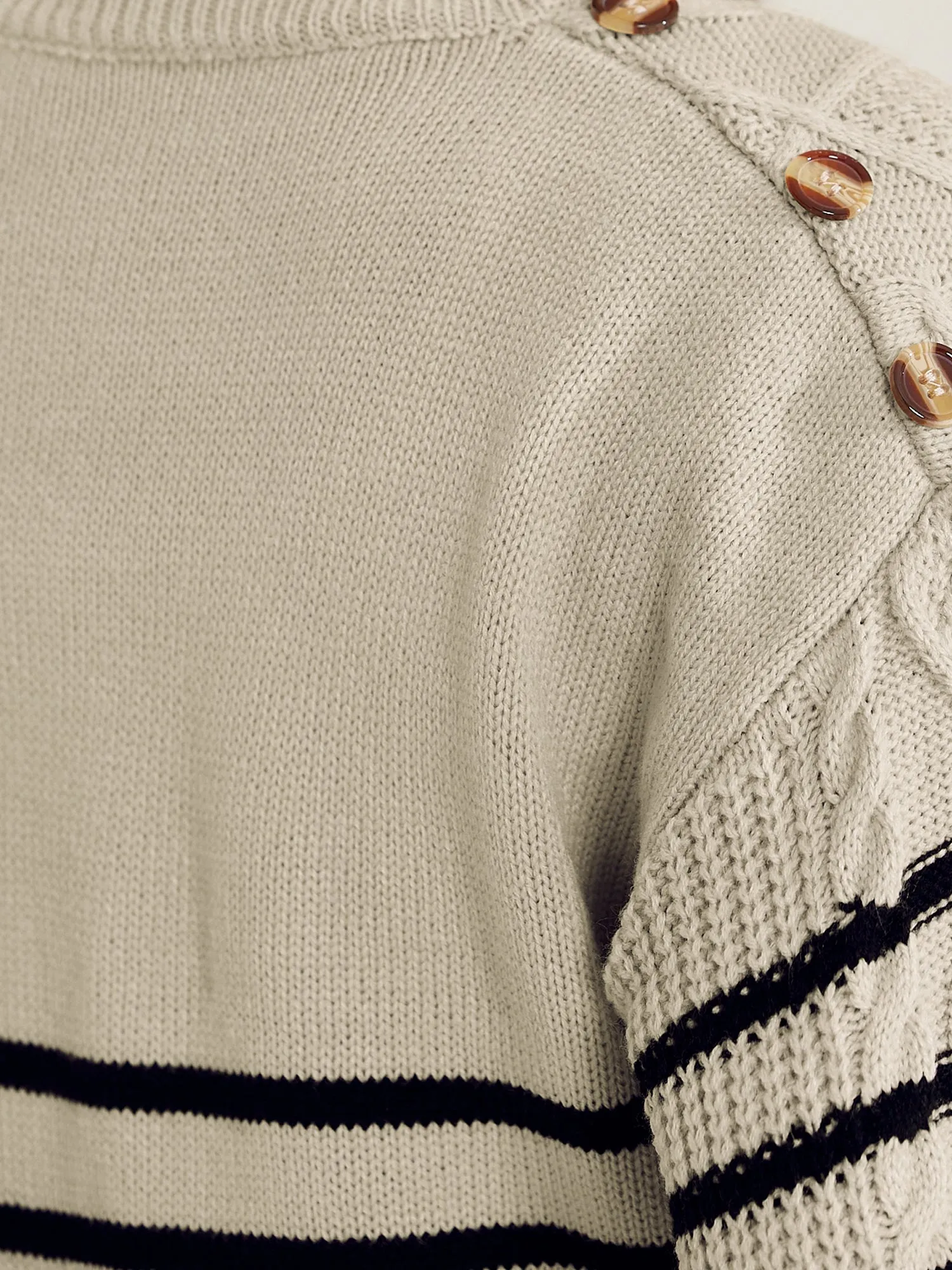 Striped Pullover Crew Neck Long Sleeve Cable Knitted Sweater sold by Allegra K product image thumbnail 4