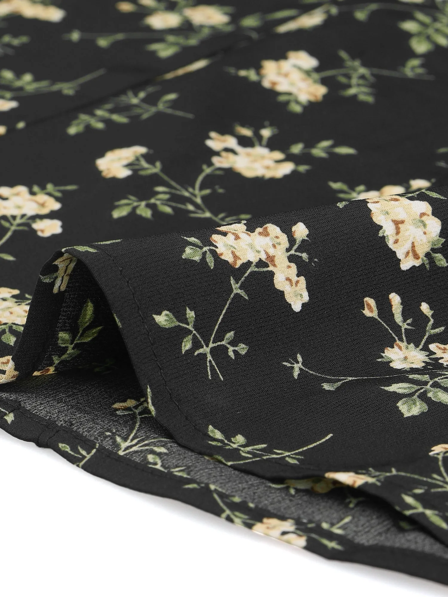 Floral Print Flounce Mock Neck Long Sleeve Work Blouse sold by Allegra K product image thumbnail 4