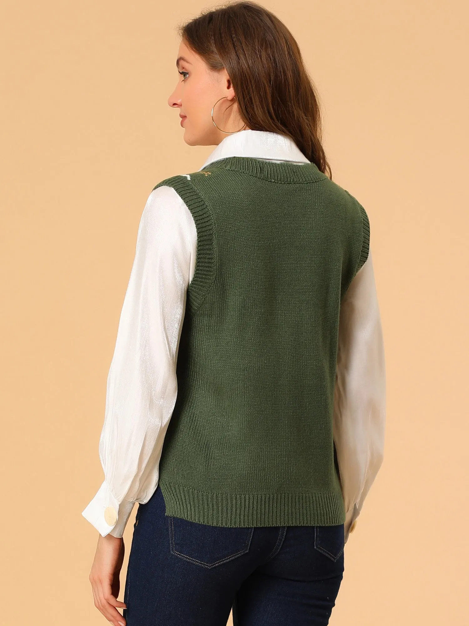 Plaid Check Halloween Knit Argyle Sleeveless Sweater Vest sold by Allegra K product image thumbnail 5