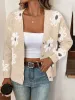 Floral Button Front Long Sleeves Knitted Cardigan sold by Allegra K