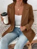 Solid Color Corduroy Notched Lapel Long Sleeves Blazer sold by Allegra K