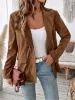 Solid Color Corduroy Notched Lapel Long Sleeves Blazer sold by Allegra K