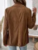 Solid Color Corduroy Notched Lapel Long Sleeves Blazer sold by Allegra K