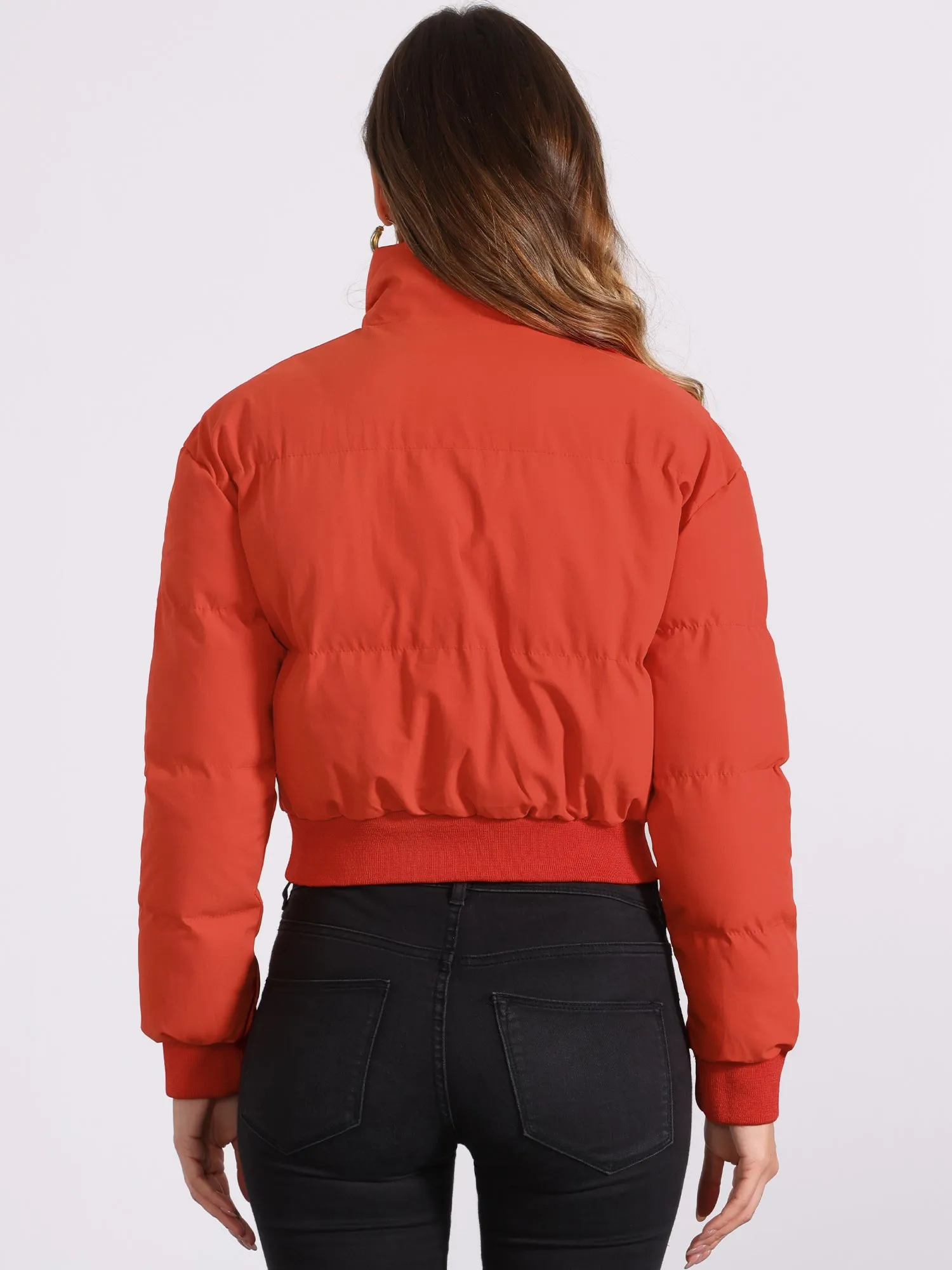Baggy Padded Cropped Winter Bomber Jacket sold by Allegra K product image thumbnail 3
