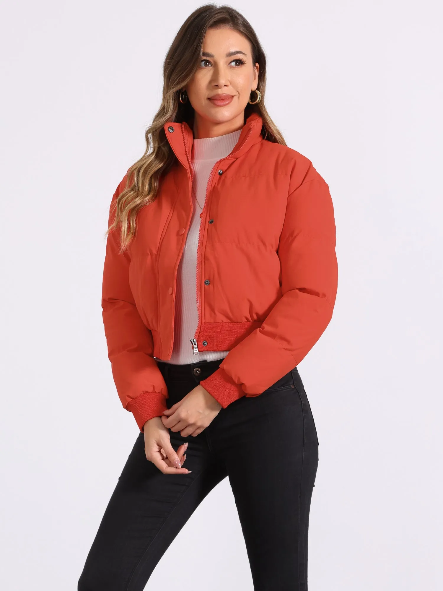 Baggy Padded Cropped Winter Bomber Jacket sold by Allegra K