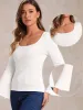Long Bell Sleeve Square Neck Knit Blouse sold by Allegra K