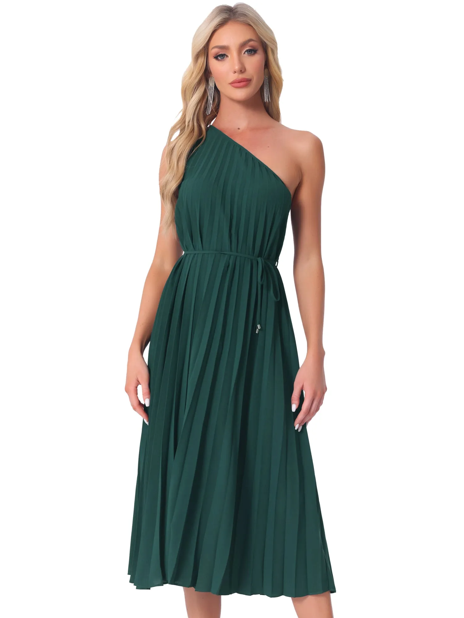 Pleated One Shoulder Sleeveless Cocktail Midi Dress sold by Allegra K product image thumbnail 5