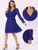 V Neck Smocked Long Sleeve Pleated Midi Dress sold by Allegra K