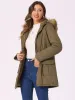 Long Sleeves Windproof Faux Fur Hooded Parka Jacket sold by Allegra K