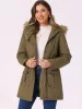 Long Sleeves Windproof Faux Fur Hooded Parka Jacket sold by Allegra K