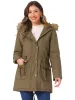 Long Sleeves Windproof Faux Fur Hooded Parka Jacket sold by Allegra K