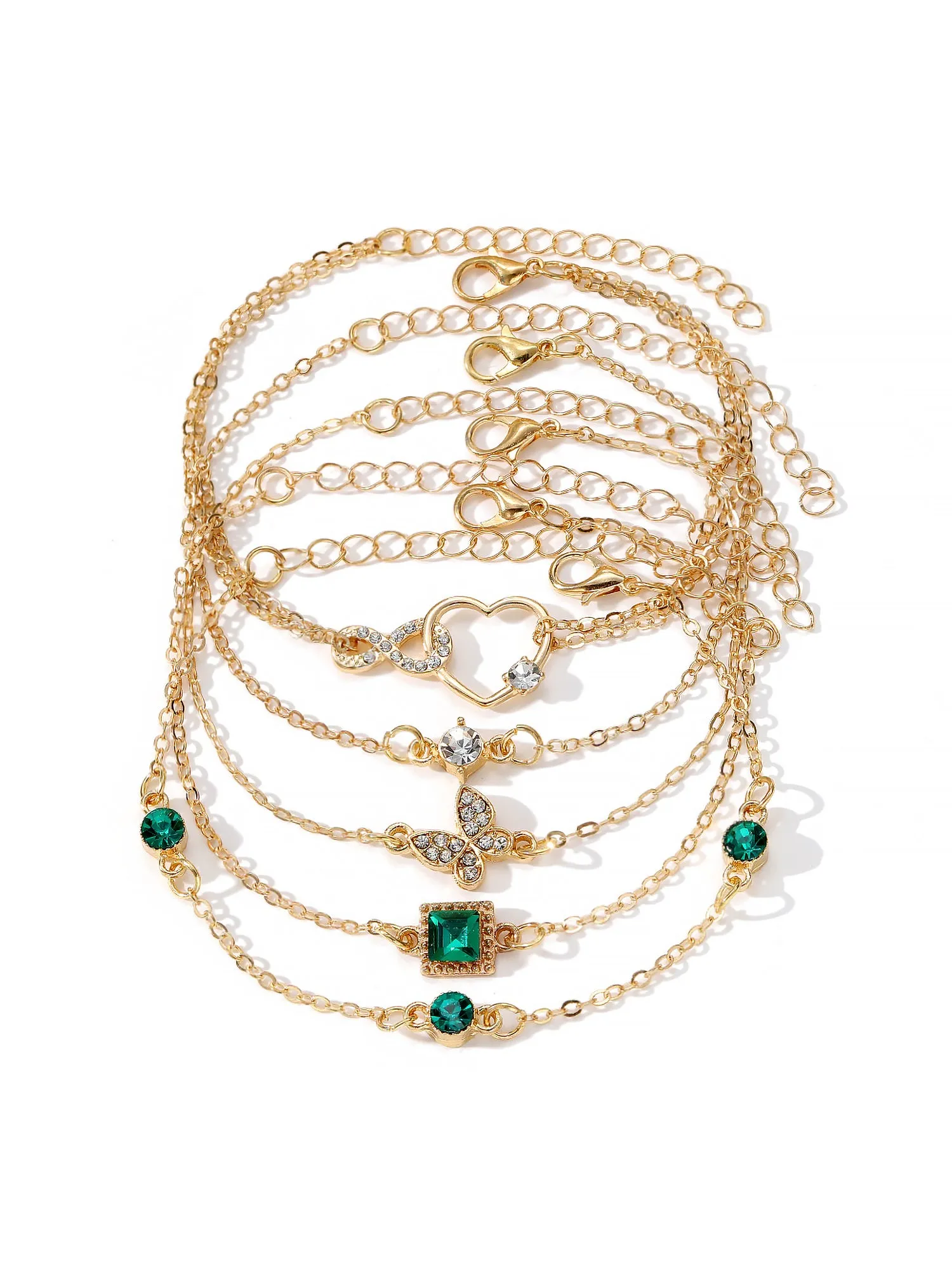 5 Pieces Alloy Faux Rhinestones Bracelet Set sold by Allegra K product image thumbnail 3