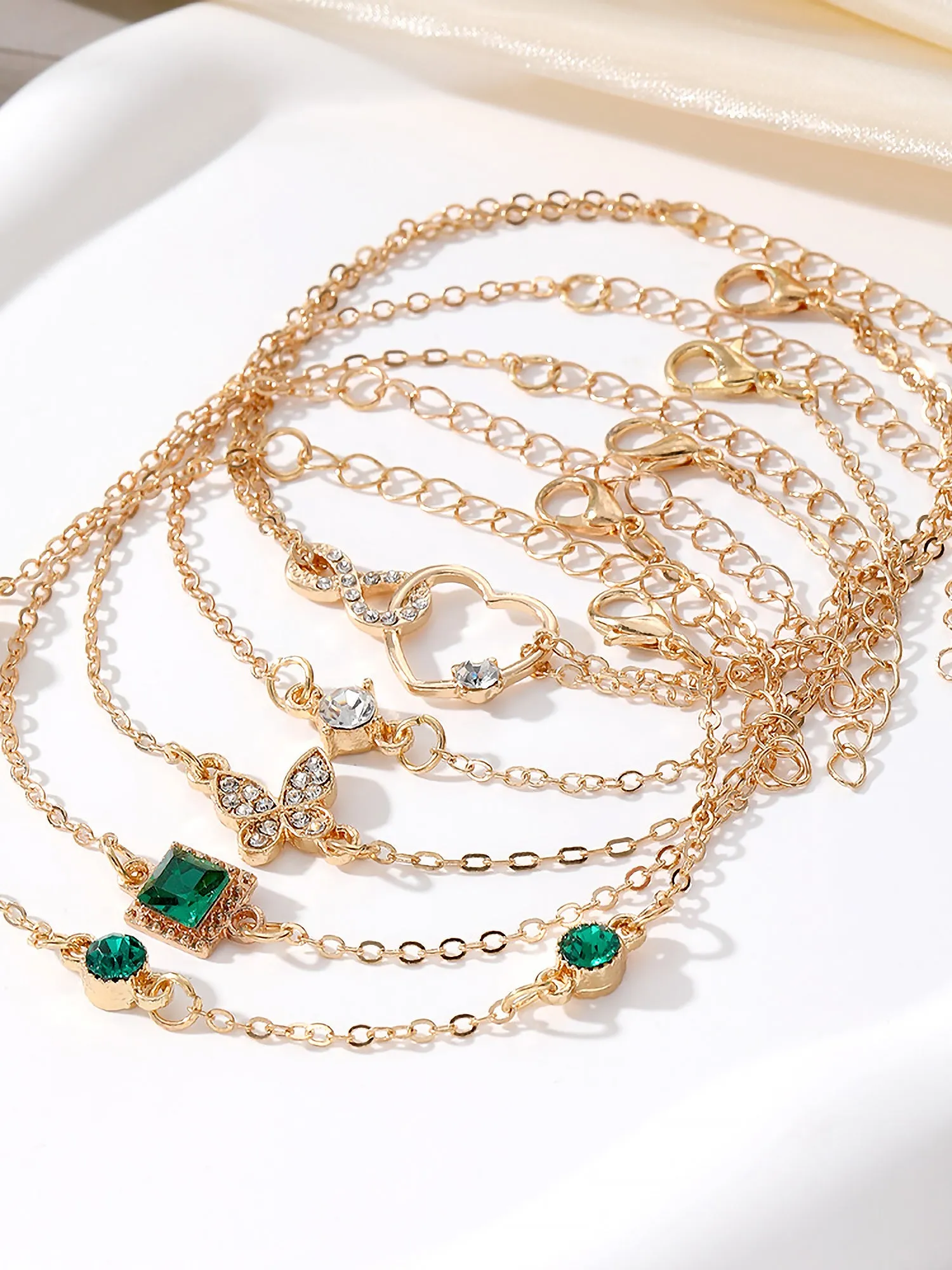 5 Pieces Alloy Faux Rhinestones Bracelet Set sold by Allegra K product image thumbnail 5
